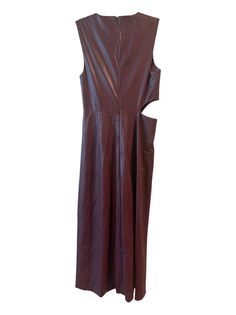 Jonathan Simkhai Toni Faux Leather Cutout Sleeveless Midi Dress in Mulberry Red - Picture 3 of 16